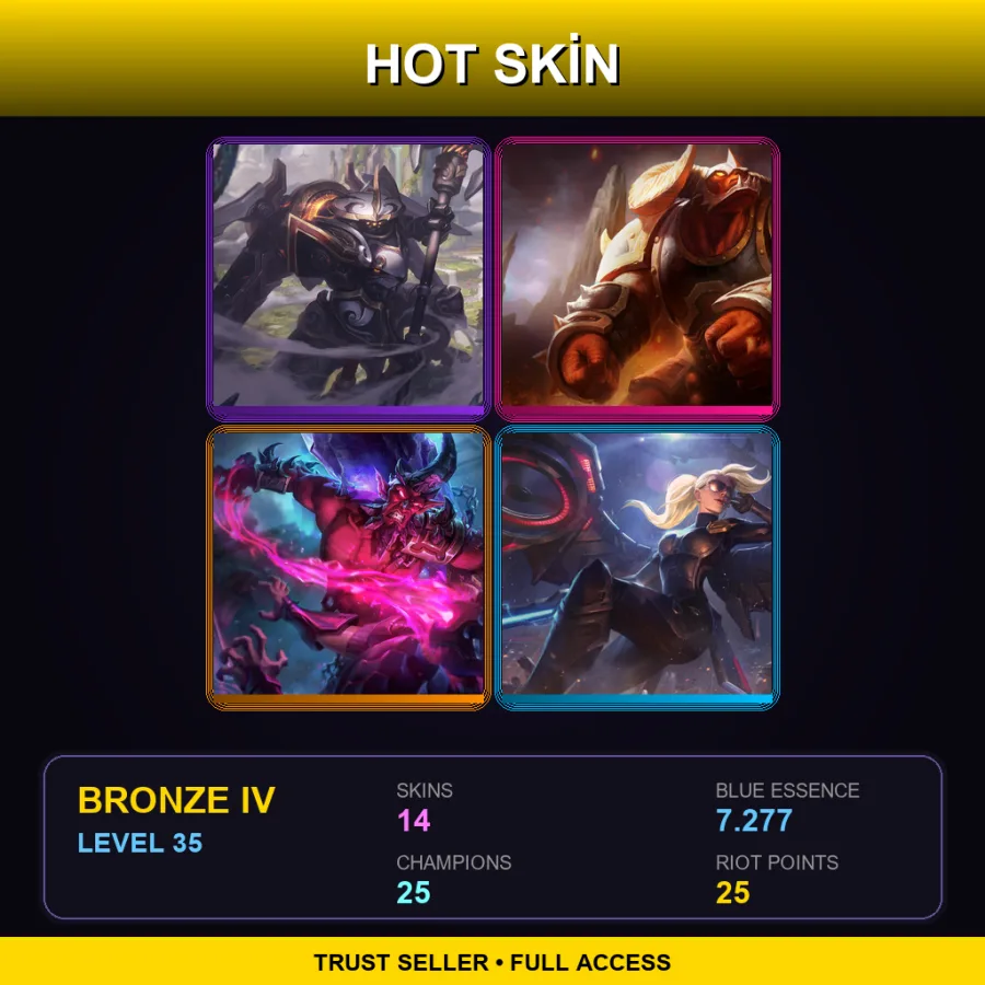 NA | Lv35 | Bronze IV | 14 Skin | 25 Champ — LoL account