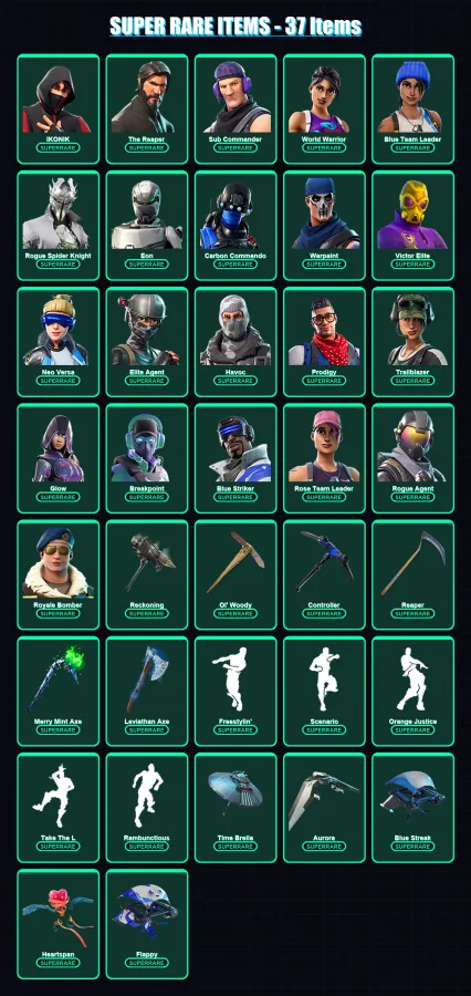 [PC] | IKONIK | The Reaper | Sub Commander | World Warrior | Blue Team Leader | 368 skin | 310 pickaxe | 203 emote | 204 glider | Lv2269 — Fortnite account