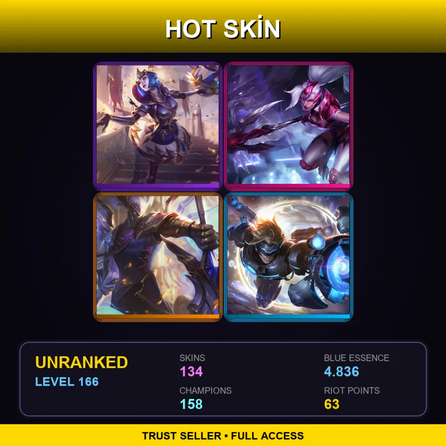 TR | Lv166 | Unranked | 134 Skin | 158 Champ — LoL account