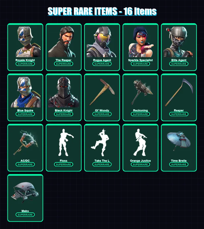 [PC/PSN] | Royale Knight | The Reaper | Rogue Agent | Sparkle Specialist | Elite Agent | 90 skin | 100 pickaxe | 92 emote | 99 glider | Lv1669