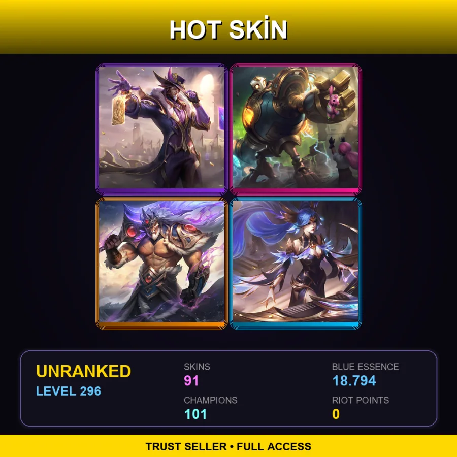 LAS | Lv296 | Unranked | 91 Skin | 101 Champ — Conqueror Alistar