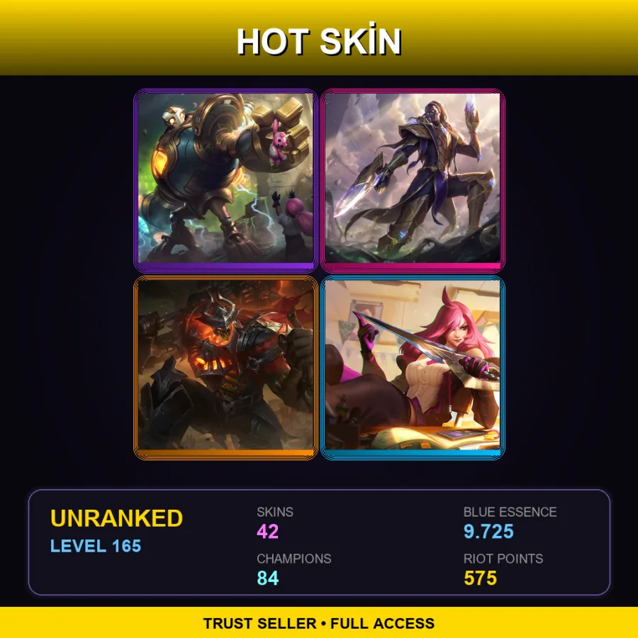 LAS | Lv165 | Unranked | 42 Skin | 84 Champ — LoL account