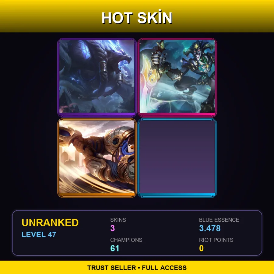 VN | Lv47 | Unranked | 3 Skin | 61 Champ — LoL account