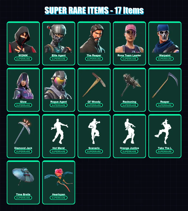 [PC/XBOX/PSN] | IKONIK | Elite Agent | The Reaper | Rose Team Leader | Warpaint | 268 skin | 315 pickaxe | 227 emote | 239 glider | Lv3800 — Fortnite account