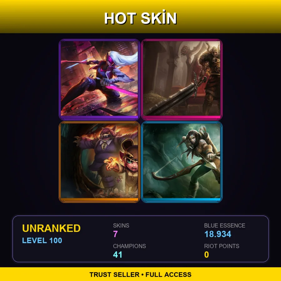 LAN | Lv100 | Unranked | 7 Skin | 41 Champ