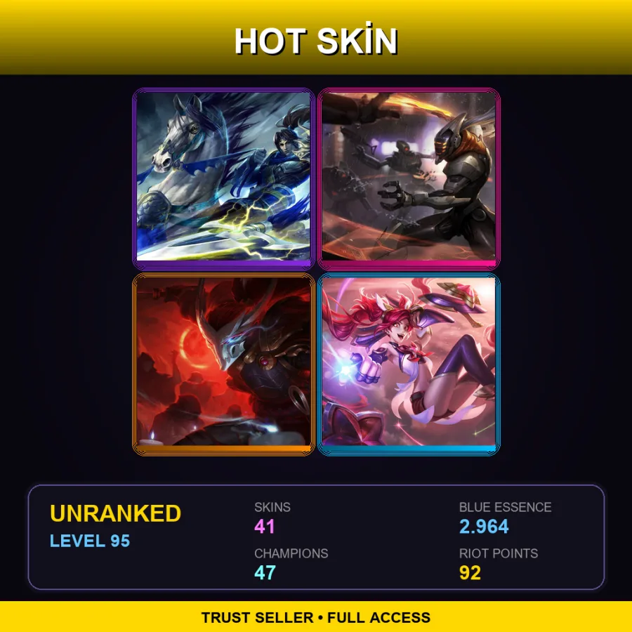 LAS | Lv95 | Unranked | 41 Skin | 47 Champ — LoL account