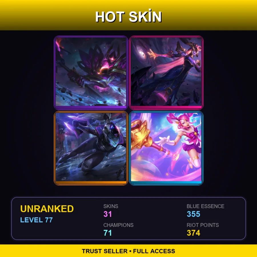 LAS | Lv77 | Unranked | 31 Skin | 71 Champ — LoL account