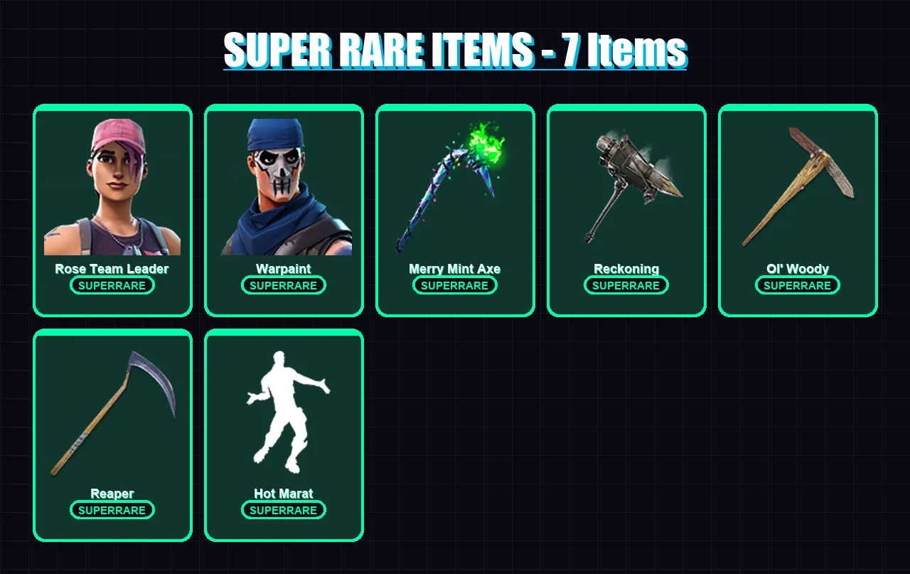 [PC/XBOX/PSN] | Rose Team Leader | Warpaint | A.I.M. | Mizuki | Optimus Prime | 163 skin | 172 pickaxe | 177 emote | 151 glider | Lv2279