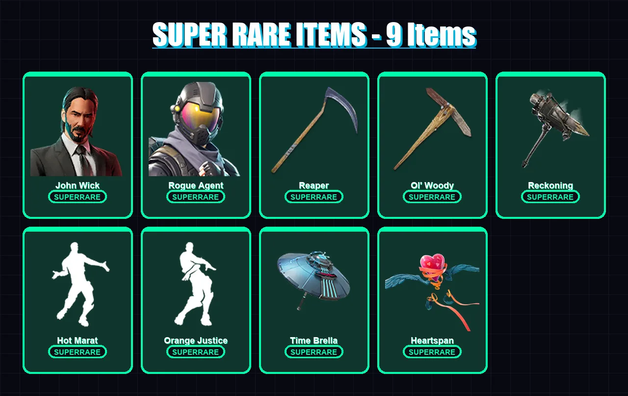 [PC/XBOX] | John Wick | Rogue Agent | Crackshot | Raven | Galaxia | 319 skin | 240 pickaxe | 187 emote | 156 glider | Lv2045