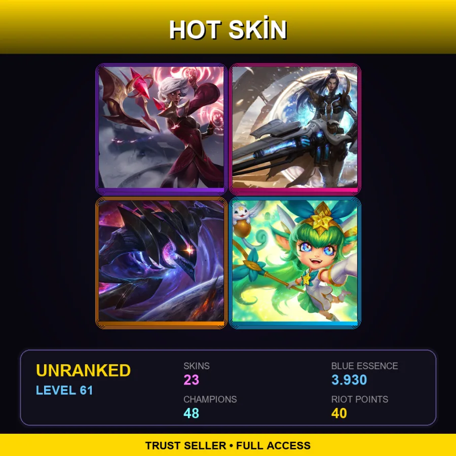 LAN | Lv61 | Unranked | 23 Skin | 48 Champ — LoL account