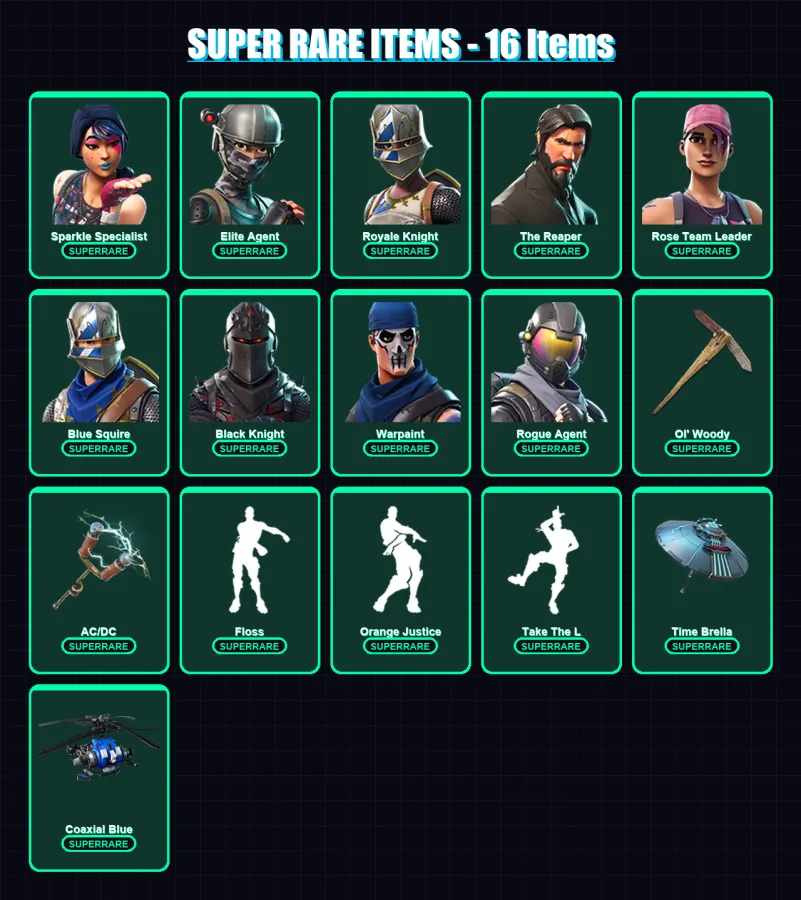 [PC/XBOX] | Sparkle Specialist | Elite Agent | Royale Knight | The Reaper | Rose Team Leader | 47 skin | 54 pickaxe | 82 emote | 53 glider | Lv806