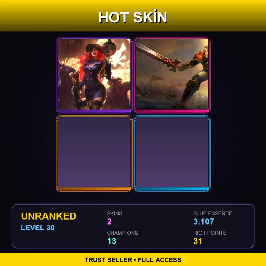 RU | Lv30 | Unranked | 2 Skin | 13 Champ — LoL account