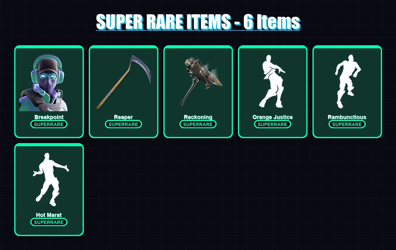 [PC] | Breakpoint | Enforcer | Rox | Hybrid | Luxe | 174 skin | 170 pickaxe | 198 emote | 147 glider | Lv2369