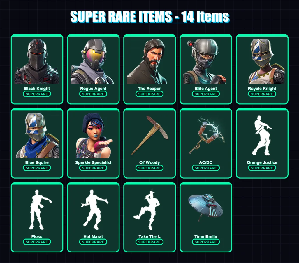 [PC/XBOX/PSN] | Black Knight | Rogue Agent | The Reaper | Elite Agent | Royale Knight | 121 skin | 144 pickaxe | 116 emote | 126 glider | Lv1867