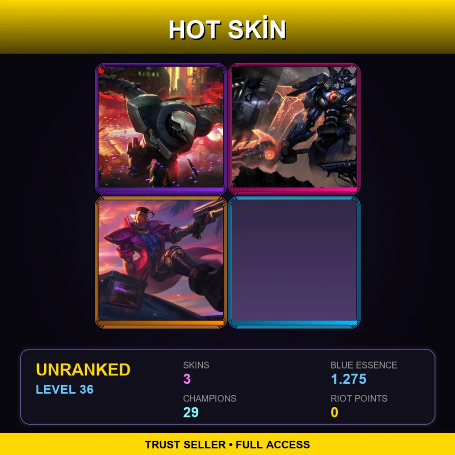 NA | Lv36 | Unranked | 3 Skin | 29 Champ — LoL account
