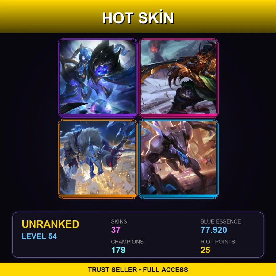 VN | Lv54 | Unranked | 37 Skin | 179 Champ
