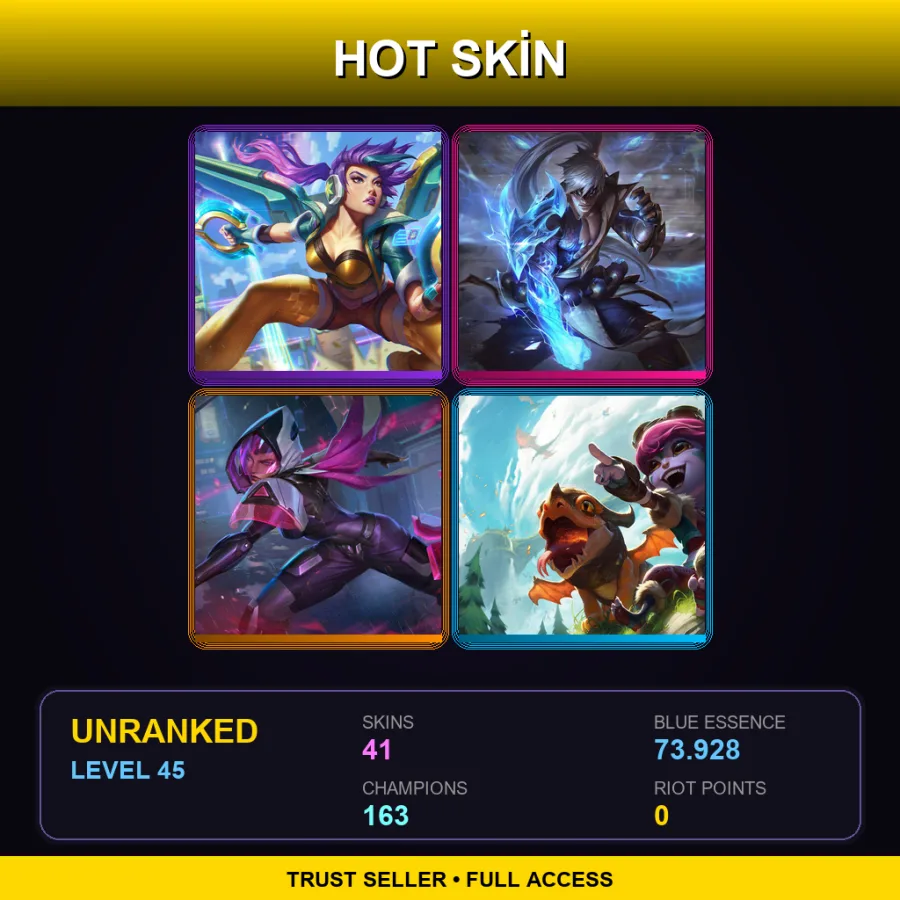 VN | Lv45 | Unranked | 41 Skin | 163 Champ with Jayce