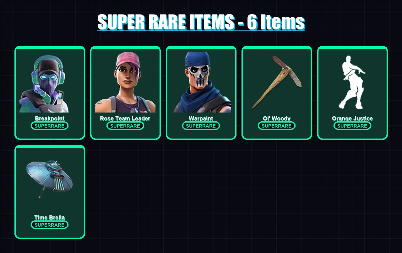 [PS4/PS5/XBOX/PC] | Breakpoint | Rose Team Leader | Warpaint | Blackheart | Rox | 46 skin | 38 pickaxe | 49 emote | 48 glider | Lv695