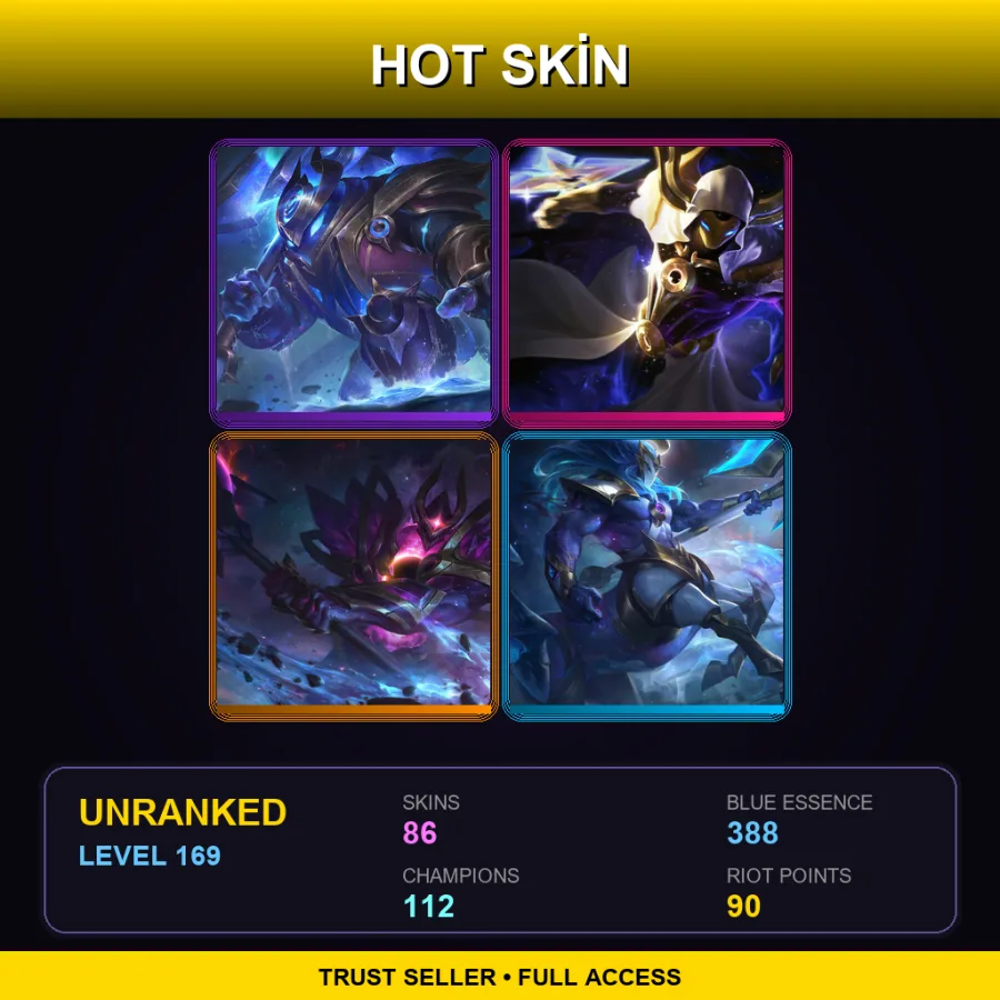 EUW | Lv169 | Unranked | 86 Skin | 112 Champ