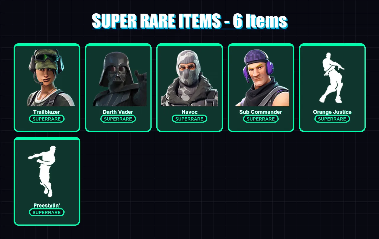 [PC/XBOX] | Trailblazer | Darth Vader | Havoc | Sub Commander | Nezumi | 58 skin | 65 pickaxe | 53 emote | 63 glider | Lv964