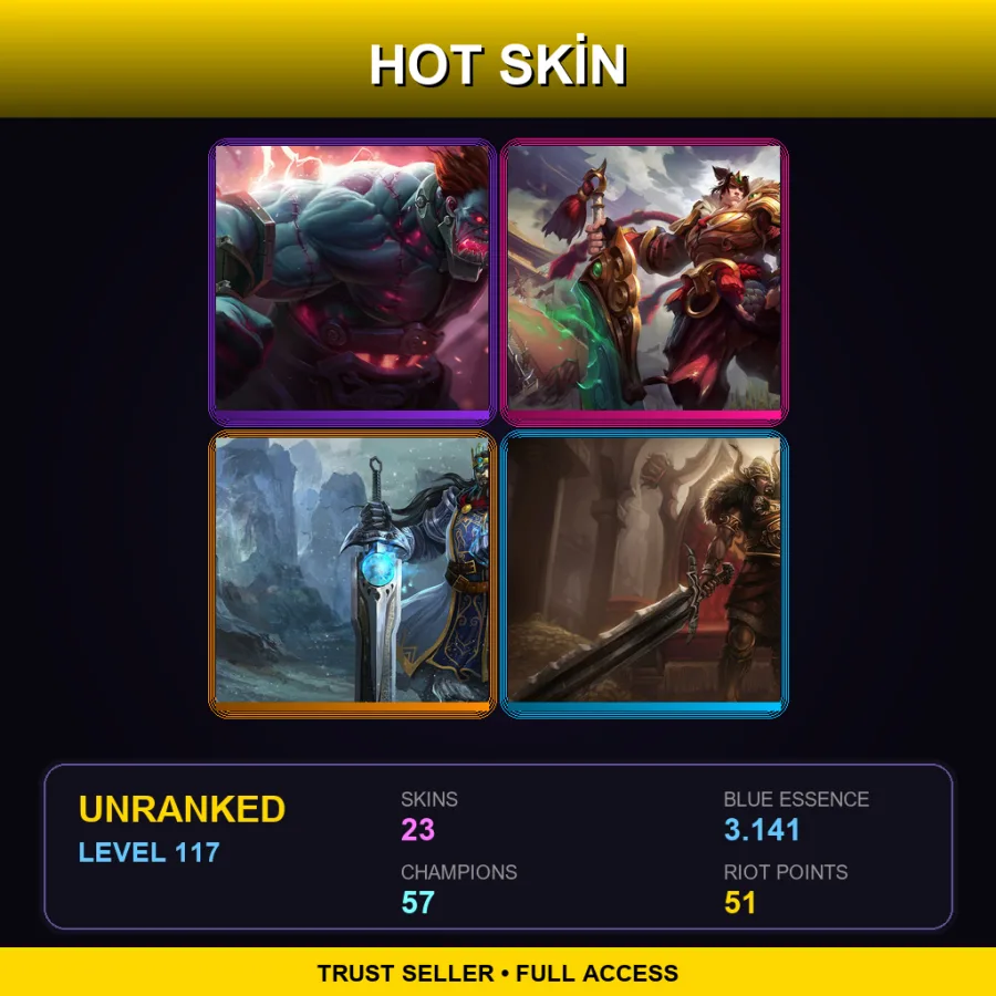 EUNE | Lv117 | Unranked | 23 Skin | 57 Champ — LoL account