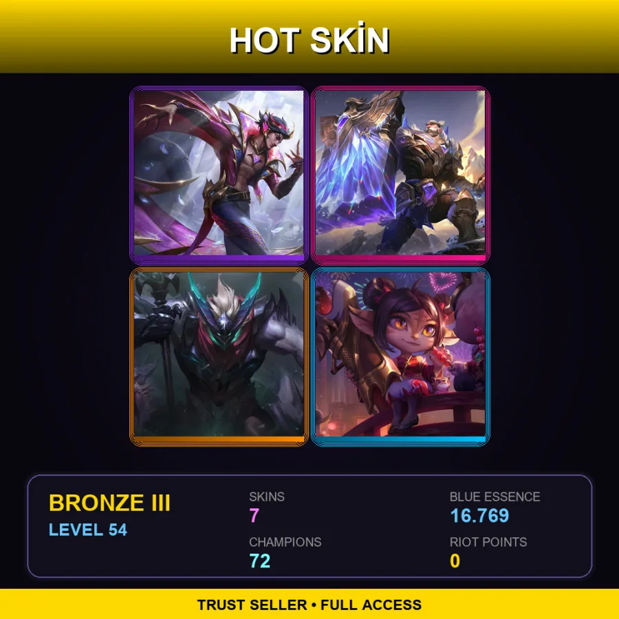 EUNE | Lv54 | Bronze III | 7 Skin | 72 Champ