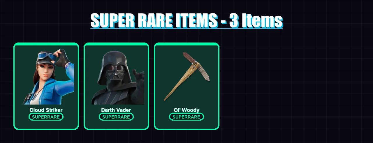 [PC] | Cloud Striker | Darth Vader | Malik | Paradigm (Reality-659) | Snap | 59 skin | 61 pickaxe | 42 emote | 46 glider | Lv607