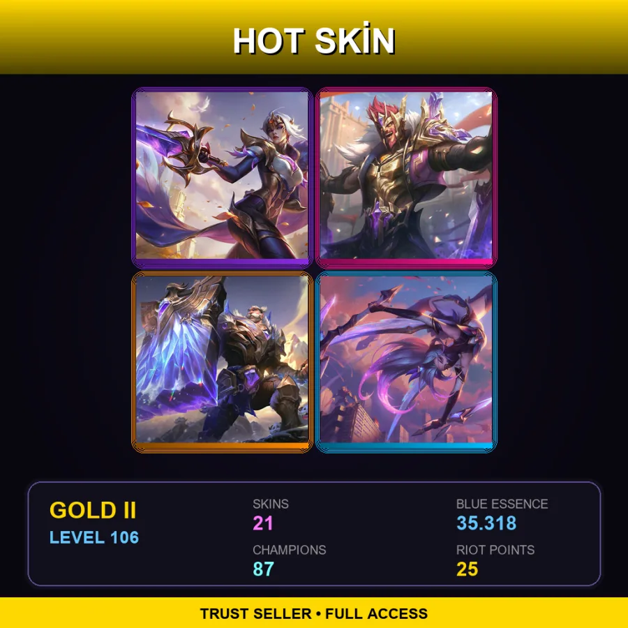 VN | Lv106 | Gold II | 21 Skin | 87 Champ — LoL account
