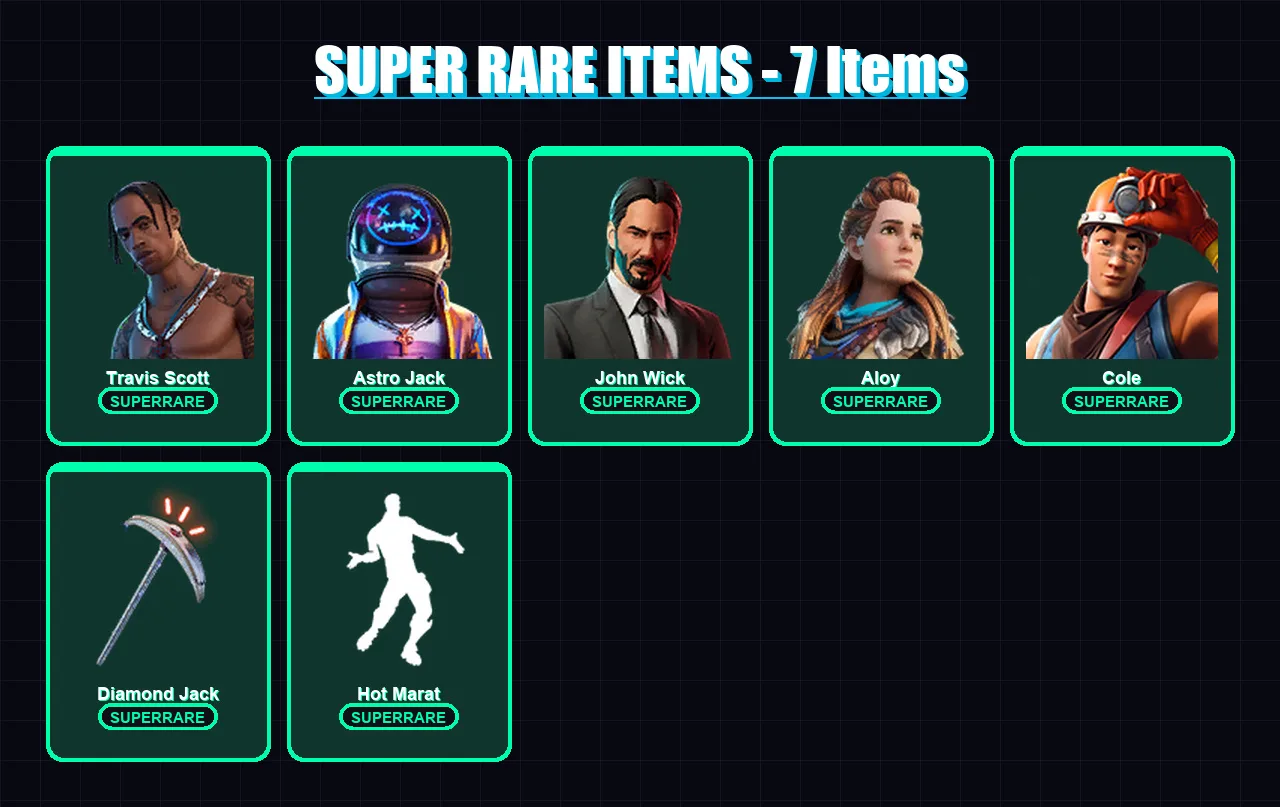 [PC/XBOX/PSN] | Travis Scott | Astro Jack | John Wick | Aloy | Cole | 174 skin | 89 pickaxe | 115 emote | 74 glider | Lv1224