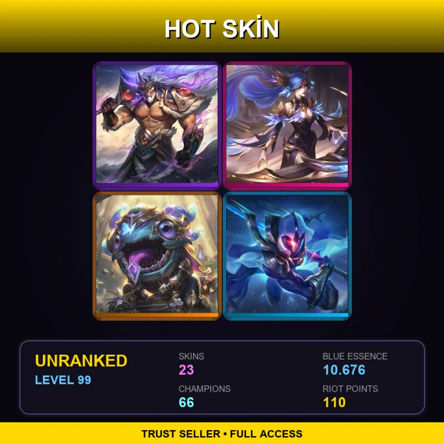 EUNE | Lv99 | Unranked | 23 Skin | 66 Champ — LoL account