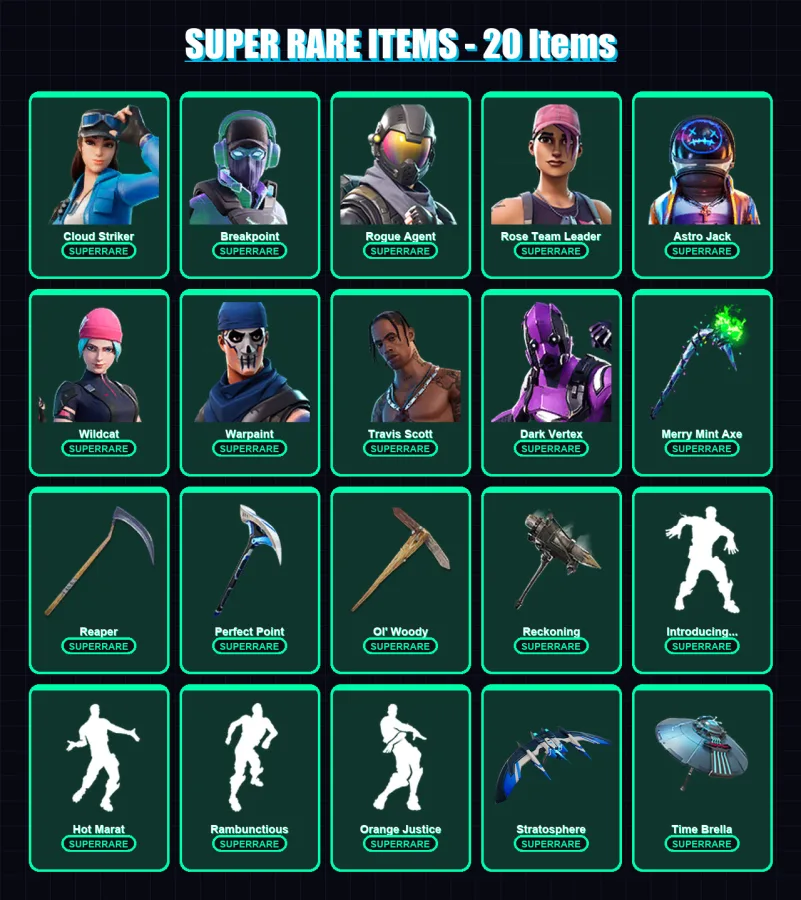 [PC] | Cloud Striker | Breakpoint | Rogue Agent | Rose Team Leader | Astro Jack | 291 skin | 199 pickaxe | 206 emote | 150 glider | Lv2163