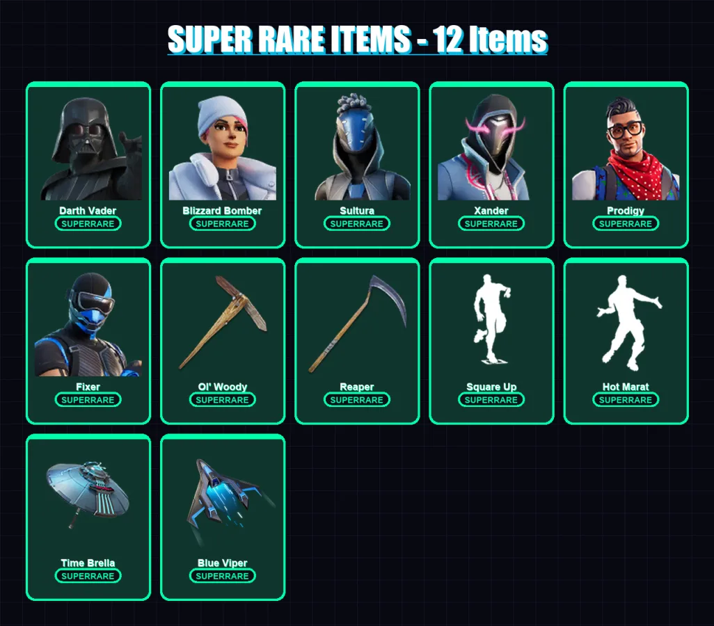 [PS4/PS5/XBOX/PC] | Darth Vader | Blizzard Bomber | Sultura | Xander | Prodigy | 144 skin | 157 pickaxe | 126 emote | 126 glider | Lv2943