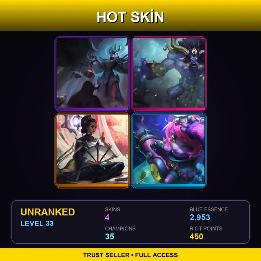 NA | Lv33 | Unranked | 4 Skin | 35 Champ