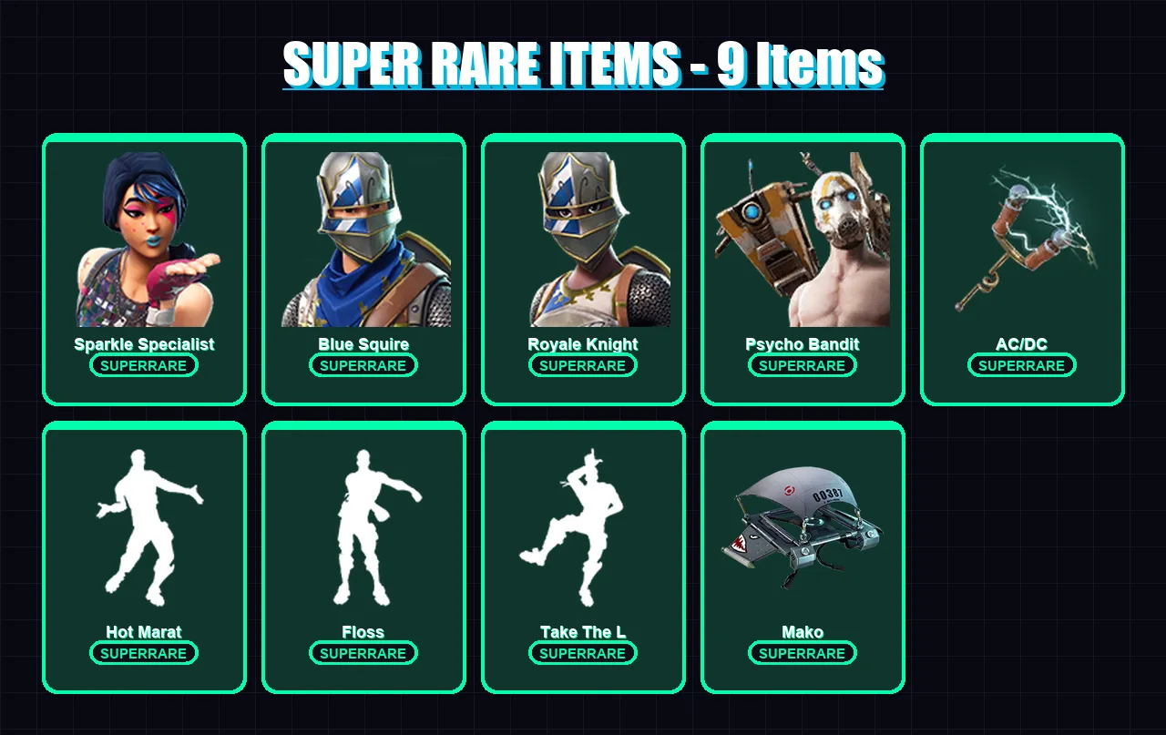 [PC/PSN] | Sparkle Specialist | Blue Squire | Royale Knight | Psycho Bandit | Rust Lord | 7 skin | 8 pickaxe | 13 emote | 16 glider | Lv227