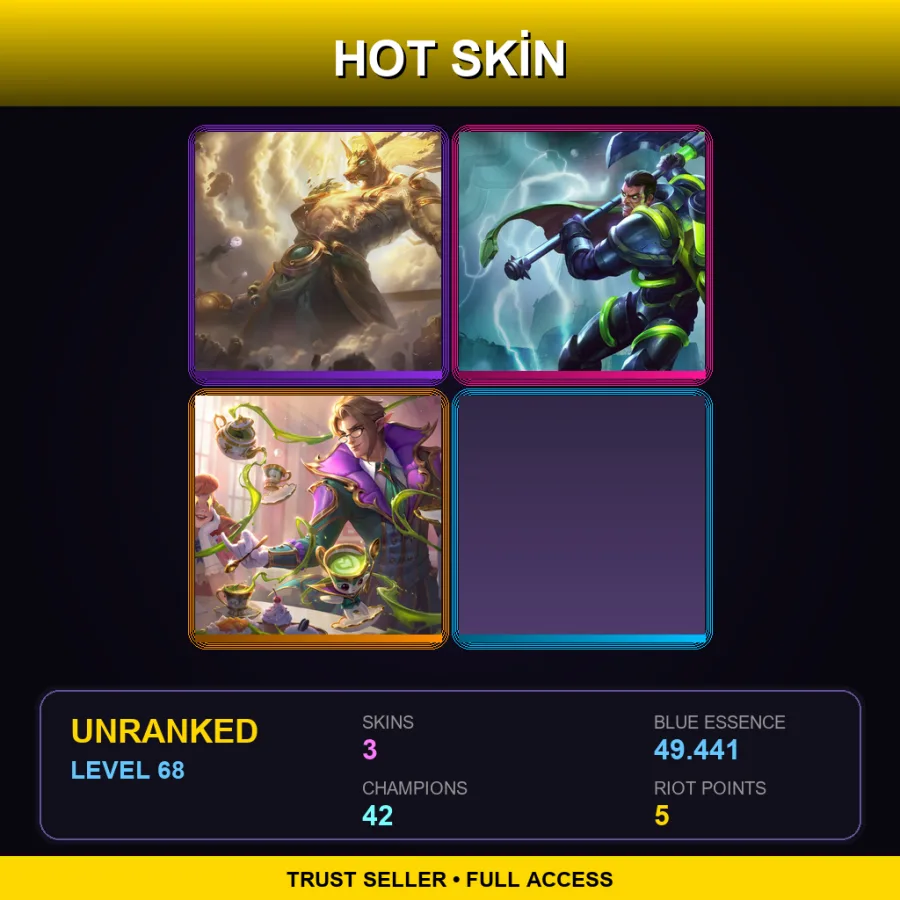 EUNE | Lv68 | Unranked | 3 Skin | 42 Champ — LoL account