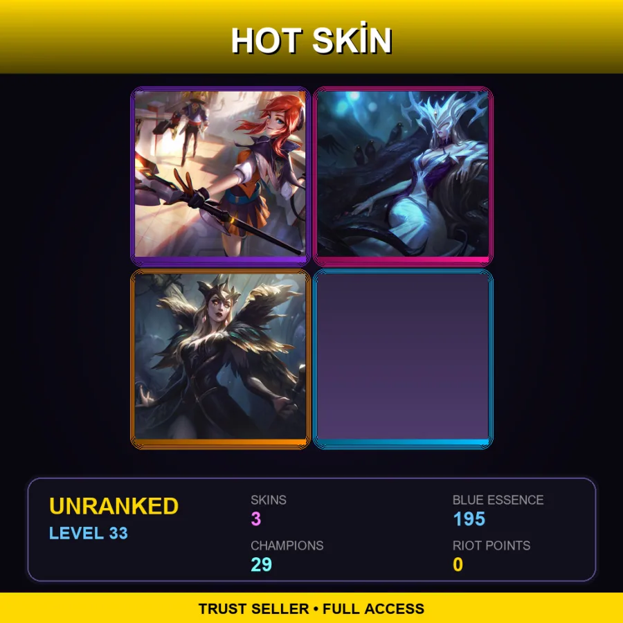 NA | Lv33 | Unranked | 3 Skin | 29 Champ