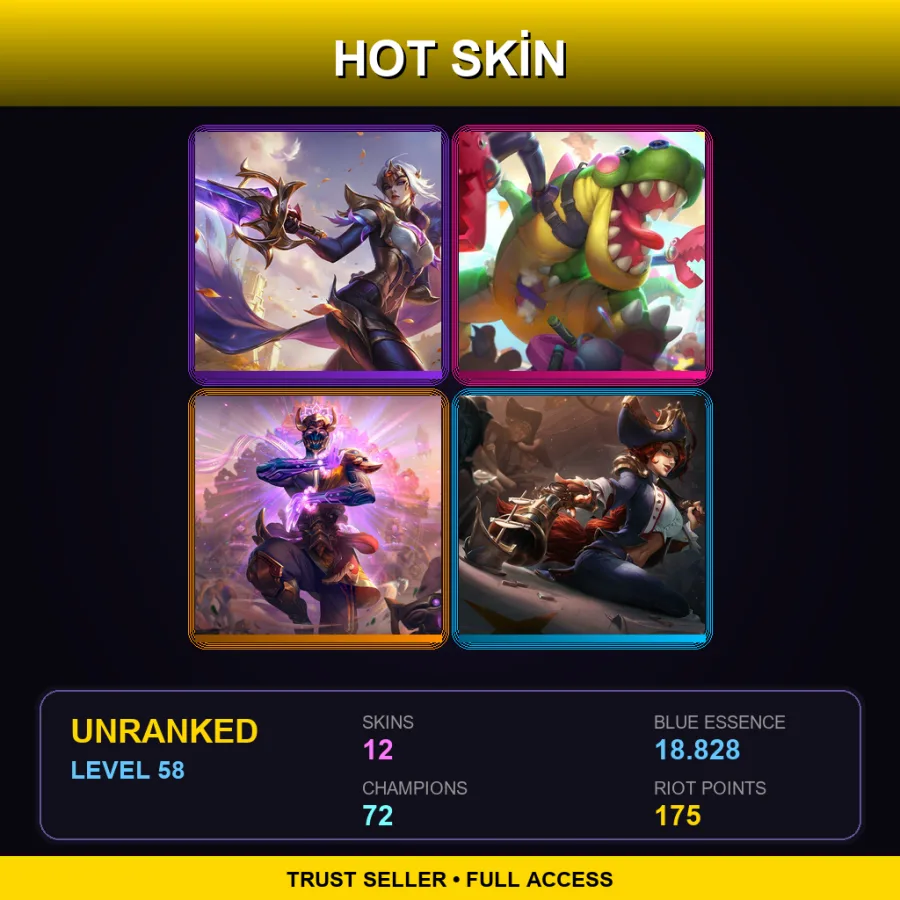 EUW | Lv58 | Unranked | 12 Skin | 72 Champ
