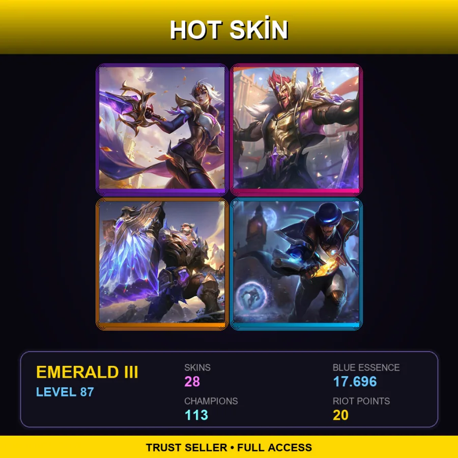 BR | Lv87 | Emerald III | 28 Skin | 113 Champ