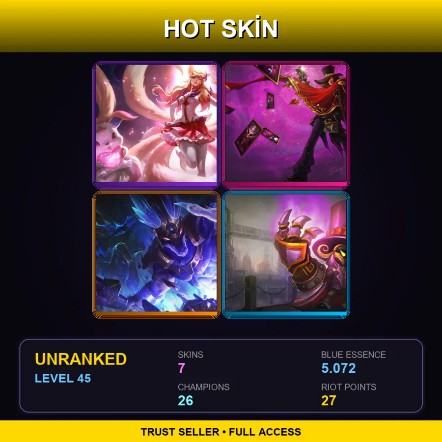 SG | Lv45 | Unranked | 7 Skin | 26 Champ — LoL account