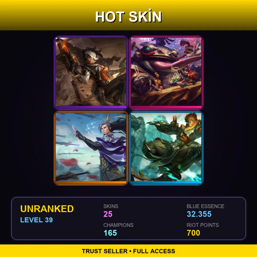 TW | Lv39 | Unranked | 25 Skin | 165 Champ — Unranked / Smurf League of Legends