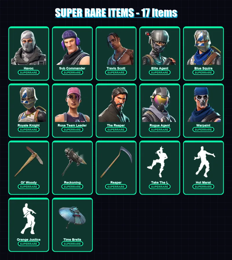 [PC/XBOX] | Havoc | Sub Commander | Travis Scott | Elite Agent | Blue Squire | 84 skin | 62 pickaxe | 68 emote | 59 glider | Lv789 — Fortnite account