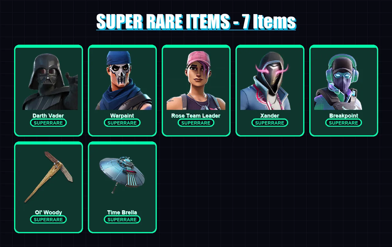 [PC/XBOX/PSN] | Darth Vader | Warpaint | Rose Team Leader | Xander | Breakpoint | 189 skin | 232 pickaxe | 170 emote | 176 glider | Lv2739