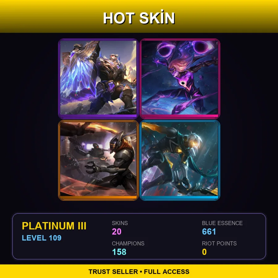 TR | Lv109 | Platinum III | 20 Skin | 158 Champ — LoL account