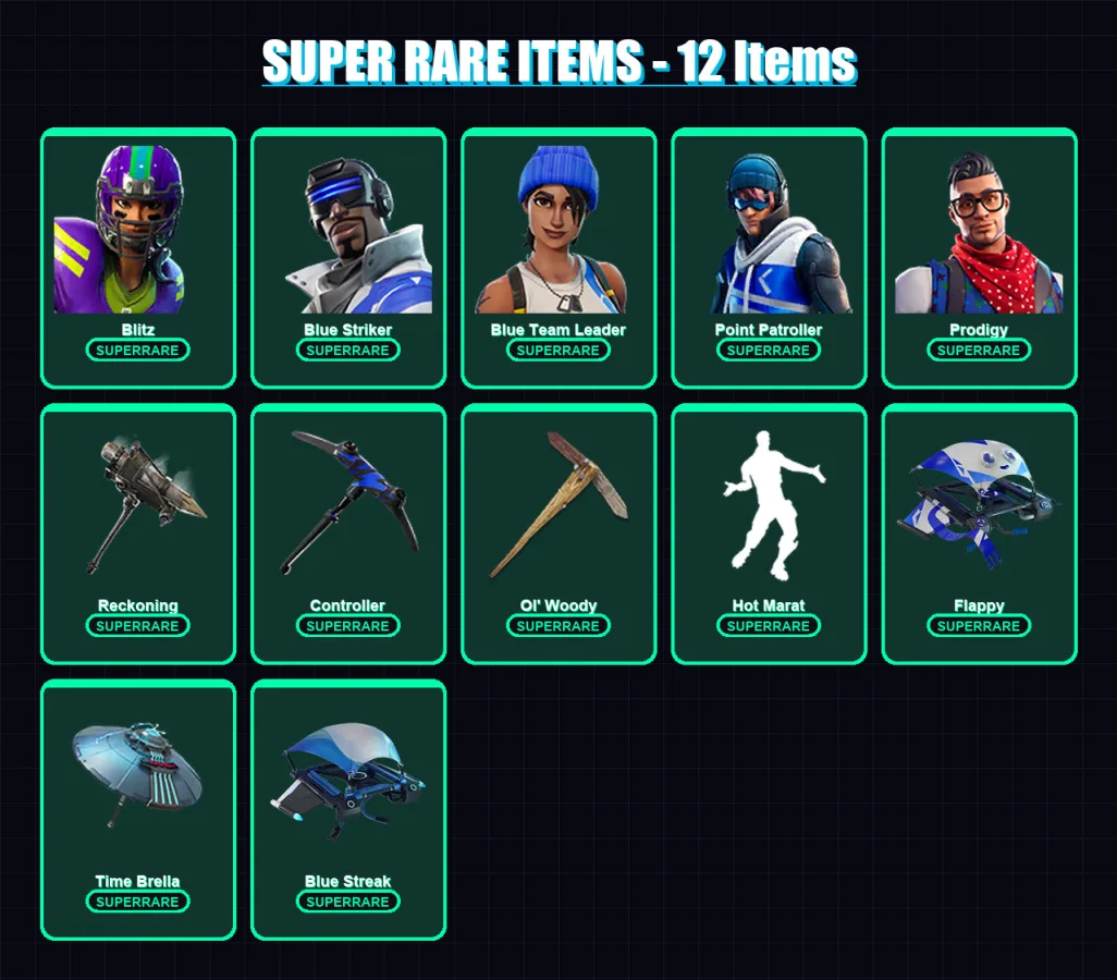[PC/XBOX] | Blitz | Blue Striker | Blue Team Leader | Point Patroller | Prodigy | 107 skin | 87 pickaxe | 82 emote | 85 glider | Lv977