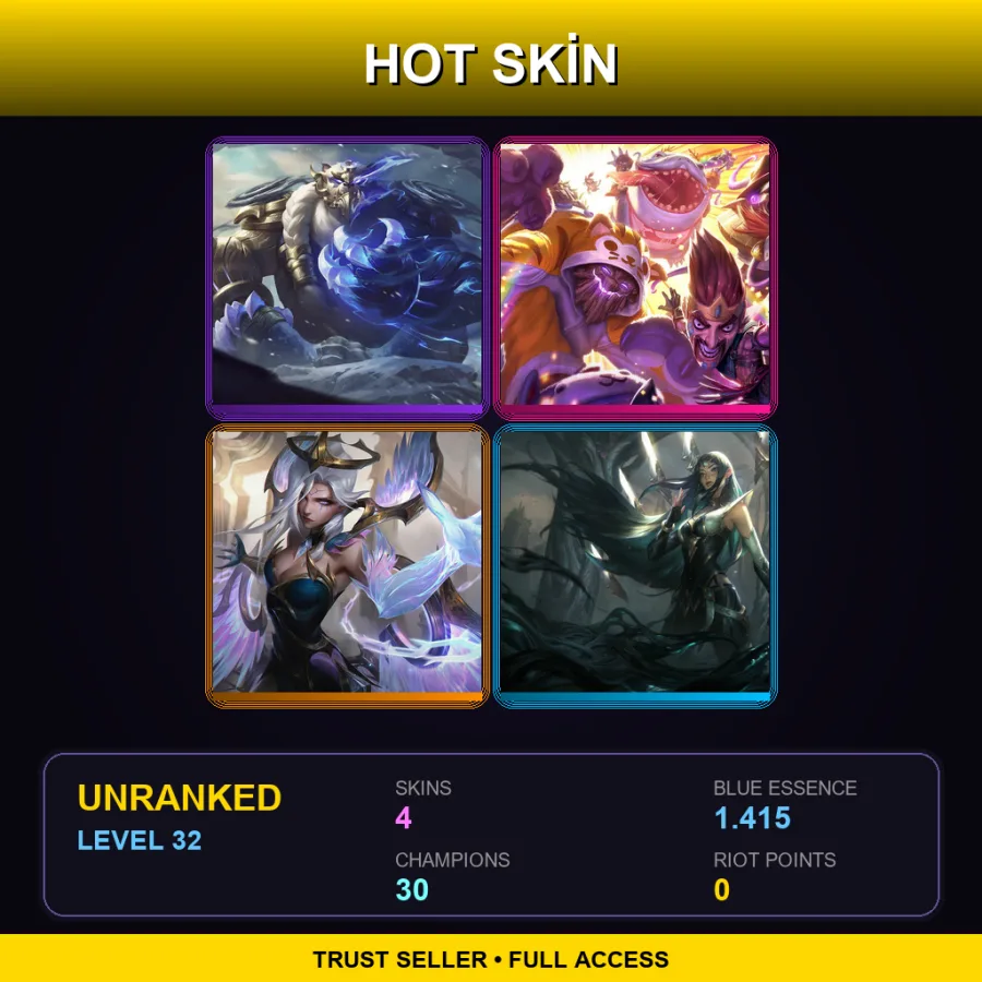 TR | Lv32 | Unranked | 4 Skin | 30 Champ with Ezreal