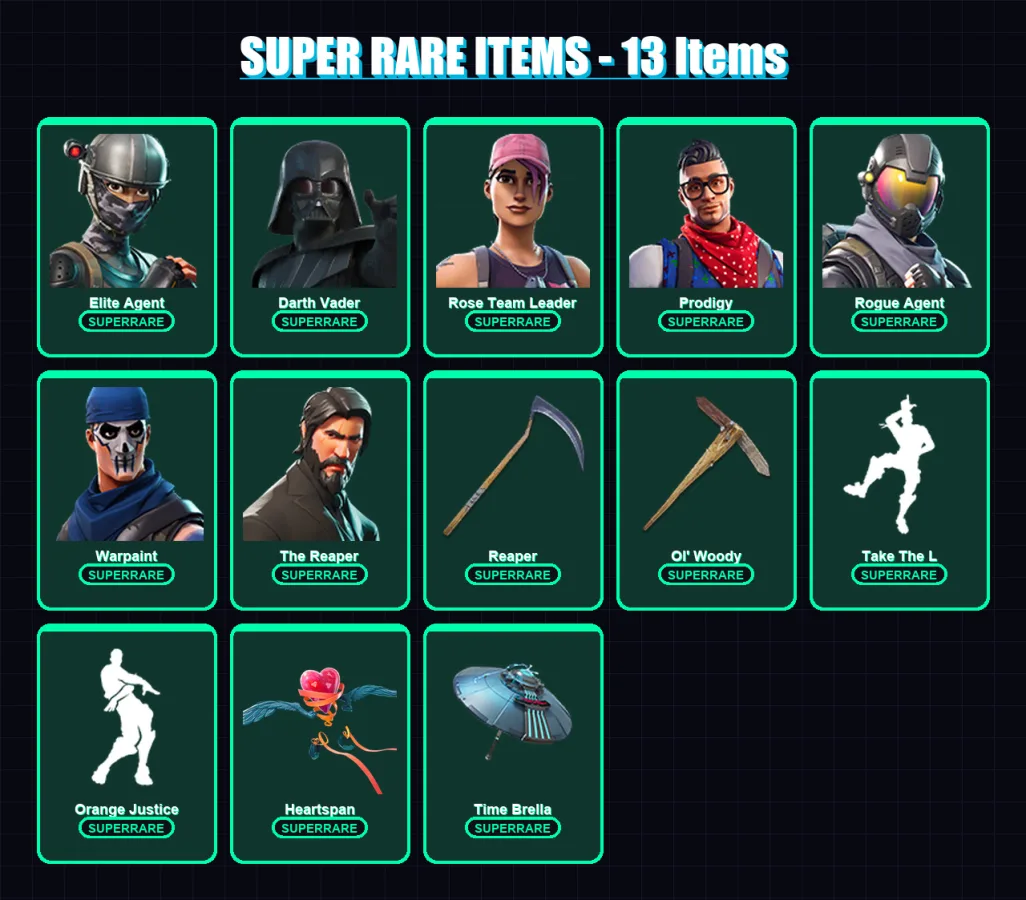 [PS4/PS5/XBOX/PC] | Elite Agent | Darth Vader | Rose Team Leader | Prodigy | Rogue Agent | 68 skin | 63 pickaxe | 69 emote | 66 glider | Lv986 — Fortnite account