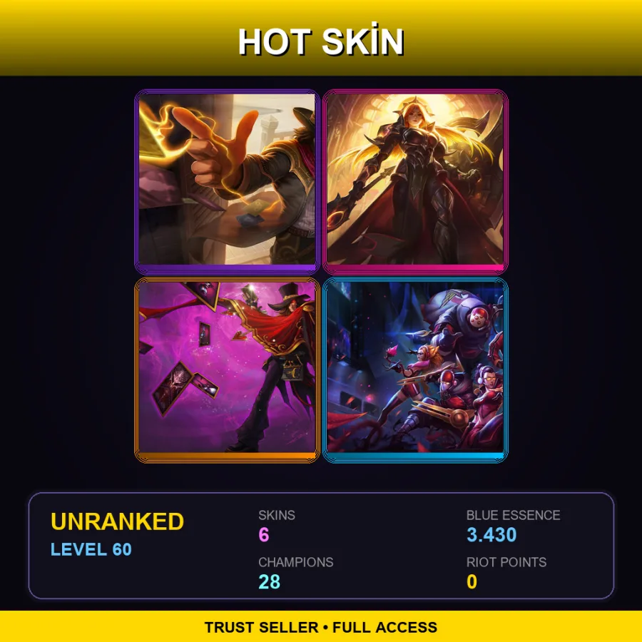 NA | Lv60 | Unranked | 6 Skin | 28 Champ — The Magnificent Twisted Fate