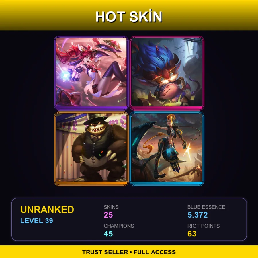 NA | Lv39 | Unranked | 25 Skin | 45 Champ