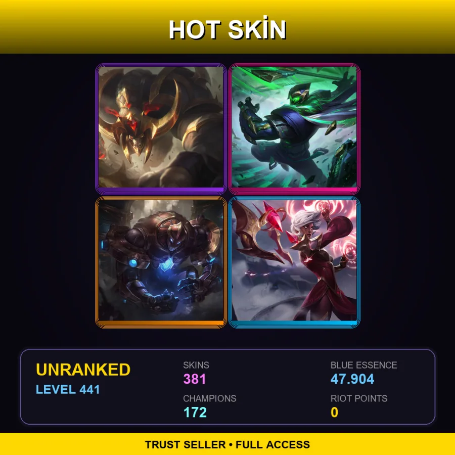 TW | Lv441 | Unranked | 381 Skin | 172 Champ with Ambessa