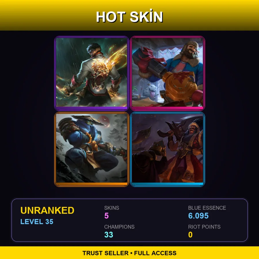 EUW | Lv35 | Unranked | 5 Skin | 33 Champ